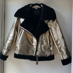 BlankNYC Metallic and Fur Coat